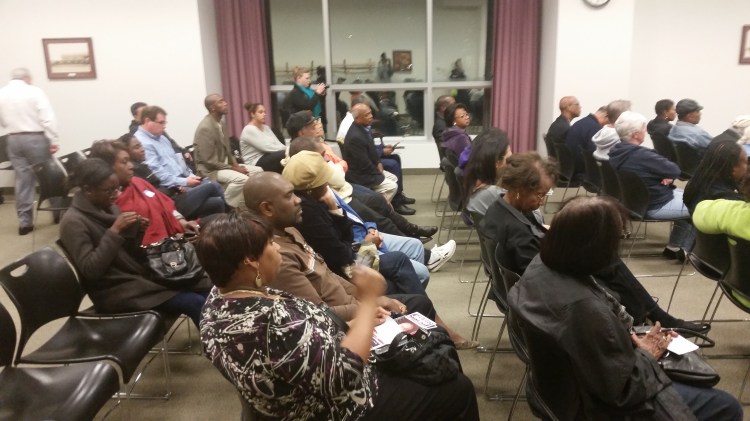 An audience of Elmont residents and surrounding community members listen carefully to candidates before making a vote in November.