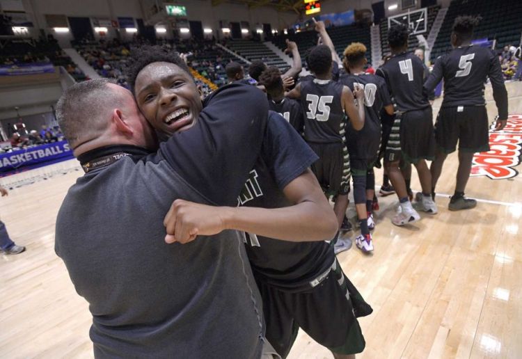 elmont spartans basketball new york state championship title glen falls troy adrian klaus newsday